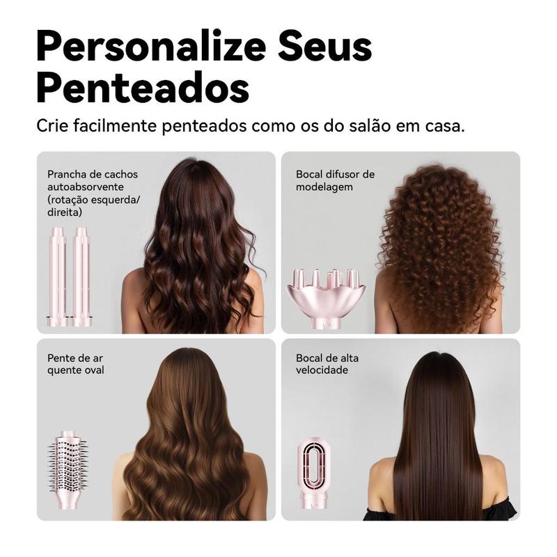 GOKOCO Modelador de Cabelo 5 em 1 Bivolt – Escova Secadora de Alta Velocidade com Íons, Alisador e Modelador