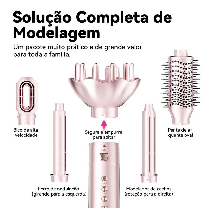 GOKOCO Modelador de Cabelo 5 em 1 Bivolt – Escova Secadora de Alta Velocidade com Íons, Alisador e Modelador