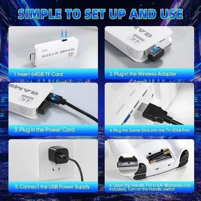 Game Stick M15 Retrô HDMI Plug & Play Com 2 Controles Sem Fio E Menu Intuitivo Para TV