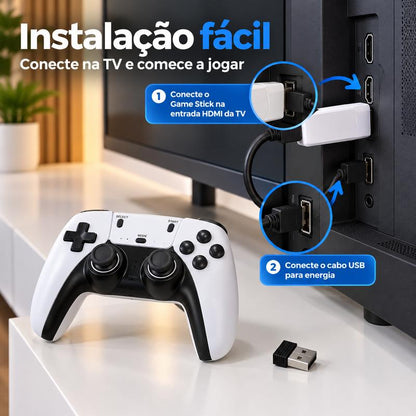 Game Stick M15 Retrô HDMI Plug & Play Com 2 Controles Sem Fio E Menu Intuitivo Para TV