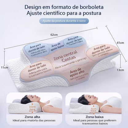 Travesseiro Cervical, Sono Confortável, Espuma de Memória Ergonômica