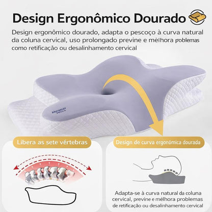 Travesseiro Cervical, Sono Confortável, Espuma de Memória Ergonômica