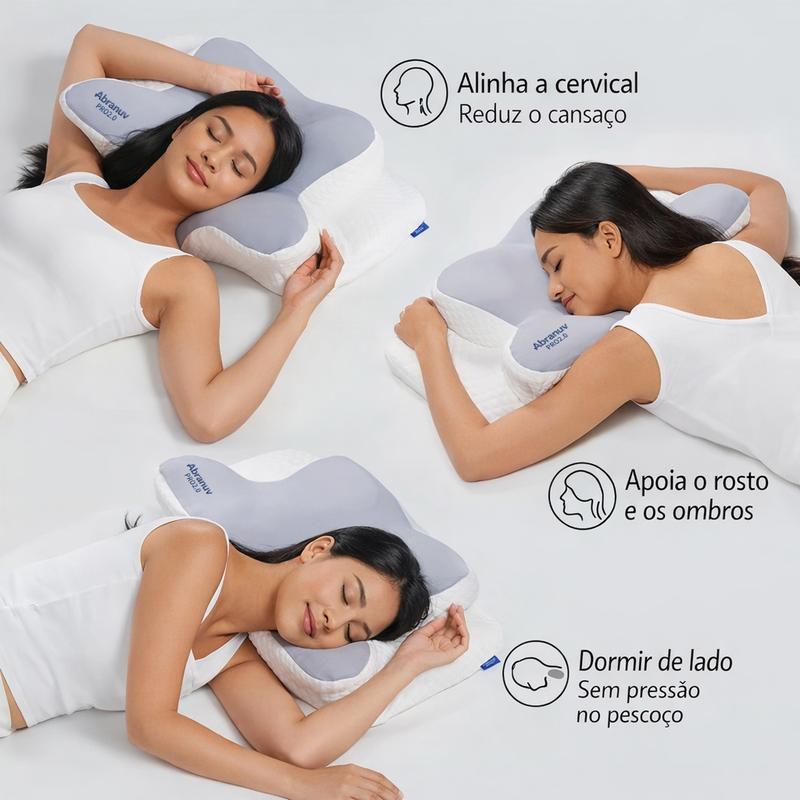 Travesseiro Cervical, Sono Confortável, Espuma de Memória Ergonômica