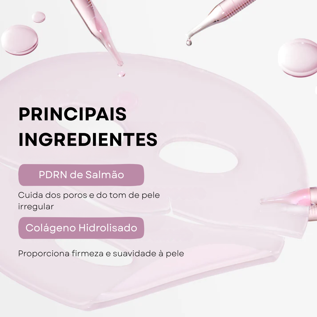 Máscara Facial de Colágeno Rosa com PDRN | KIT com 4