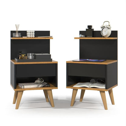 Kit 2 Mesa de Cabeceira Nicho Quarto Casal Decoração Retro Sleep