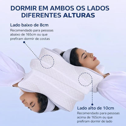 Travesseiro Cervical, Sono Confortável, Espuma de Memória Ergonômica