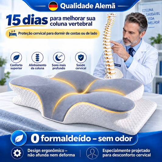 Travesseiro Cervical, Sono Confortável, Espuma de Memória Ergonômica