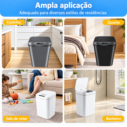 Lixeira com Sensor Automático Inteligente Abre Fácil em Toque Cesto Lixo Casa 16 Litros