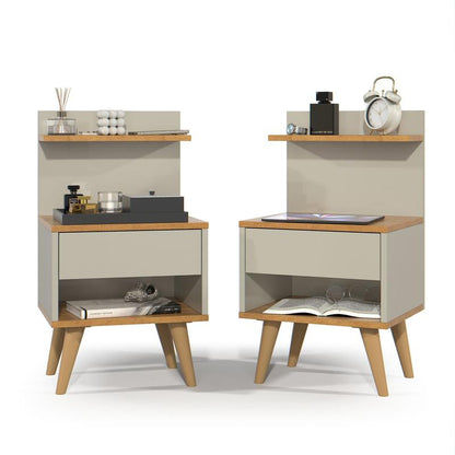 Kit 2 Mesa de Cabeceira Nicho Quarto Casal Decoração Retro Sleep